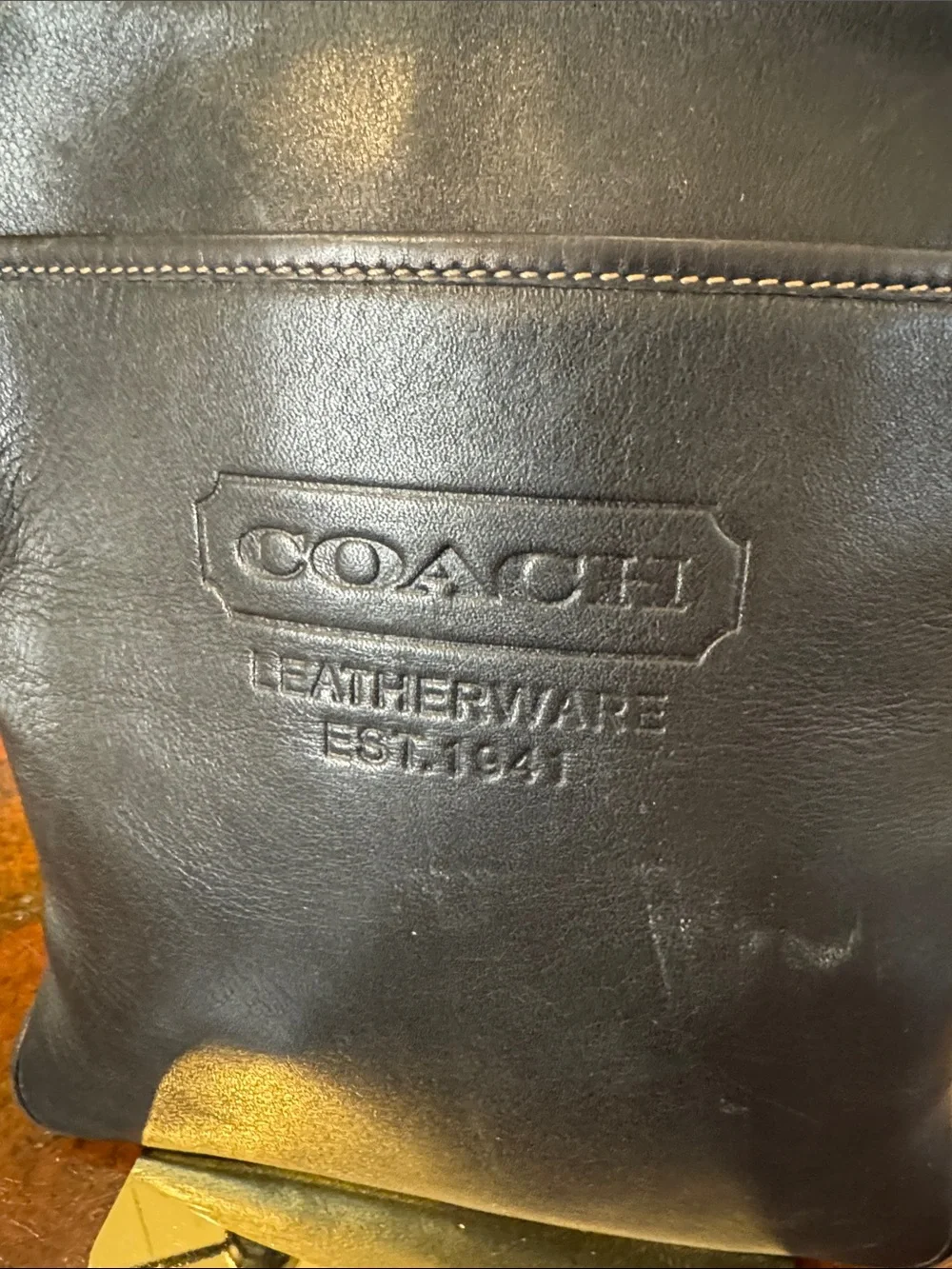 Coach Black Leather Messenger Crossbody Bag w/COA